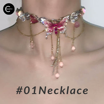 LATAO Butterfly Button Titanium collier ras-du-cou - #Pink Enchantress – style #01