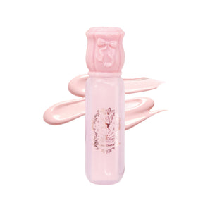 CHEERFLOR liquid highlighter and contour in a pink decorative bottle with matching pink swatches