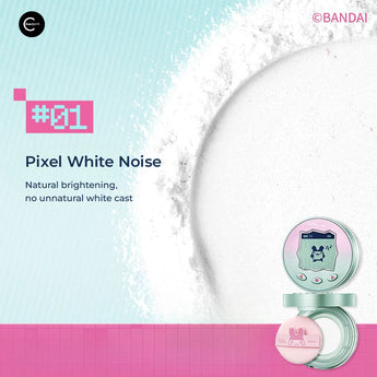 Little Ondine Tamagotchi Pixel Pals compact makeup gift box open with white powder and pink puff