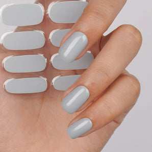 Sleek Silver Mist Semi-Cured Gel Nail Strips | Slate - 2577