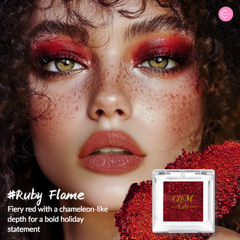 NOIRICORN x @ghoul.in.japan, collection de fards à paupières duochromes rétro glamour des Fêtes Ruby Flame – détail du produit