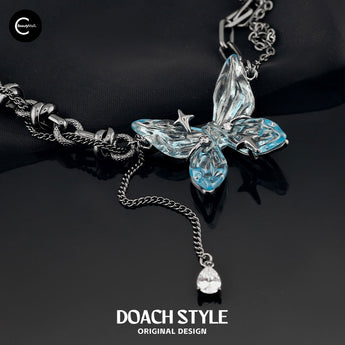 DOACH STYLE Ice Blue Butterfly Necklace style #01