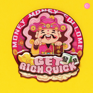 Pink Fortune God Magnetic Fridge Sticker