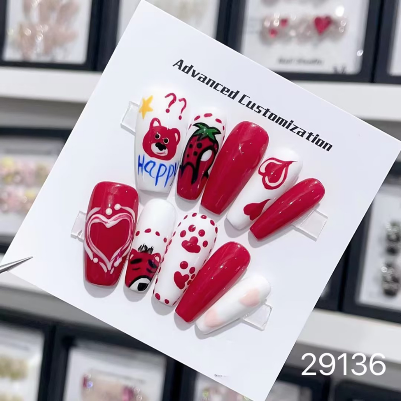 Strawberry Bearscape Press-on Nails