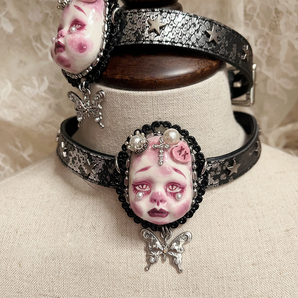 23 Tongsheng Gothic Dark Doll Choker Necklace