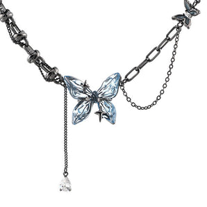DOACH STYLE Ice Blue Butterfly Necklace style #01