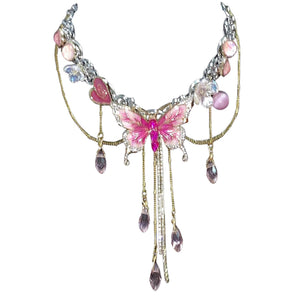 LATAO Butterfly Button Titanium Choker - #Pink Enchantress