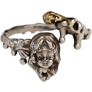 QUANDO Wraith Dance Dark Fantasy Skeleton Sterling Silver Ring