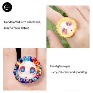 QUANDO Starry Sky Pig Series – Handmade Polymer Clay & Sterling Silver Adjustable Ring