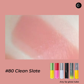 KALEIDOS Lunar Arcade Electro-Gloss lipstick swatch with six colorful tubes and the label #80 Clean Slate