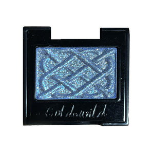 COLD N WILD single micro-shimmer satin eyeshadow compact in a blue-toned shade, shown from above