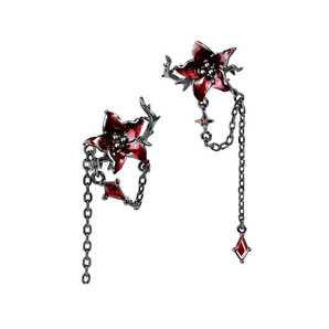 DOACH STYLE Mandala Red Zircon Asymmetrical Stud Earrings