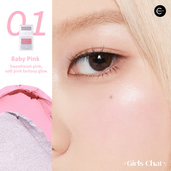 GIRLS CHAT Baby Pink palette duo fard à joues et illuminateur – visuel du produit