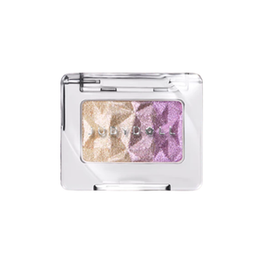JUDYDOLL single eyeshadow compact with gold and purple marbled powder, front view