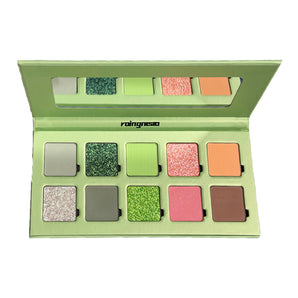 ROINGNEAO Garden of Delusion eyeshadow palette open with 10 shades and mirror