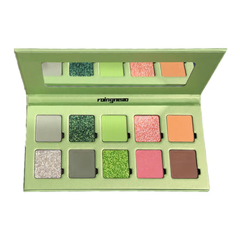 ROINGNEAO Garden of Delusion eyeshadow palette open with 10 shades and mirror
