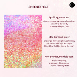 SHEENEFFECT Optical Chameleon iridescent glitter powder eyeshadow shown as a pink multicolor swatch