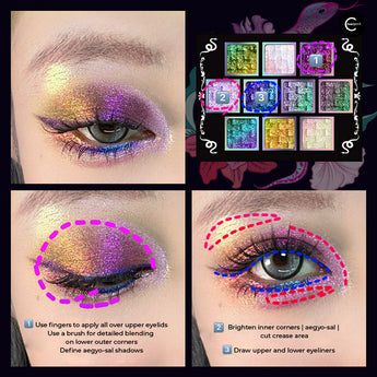 Ucanbe 10-Color Chameleon Iridescent Eyeshadow Palette - #Snake