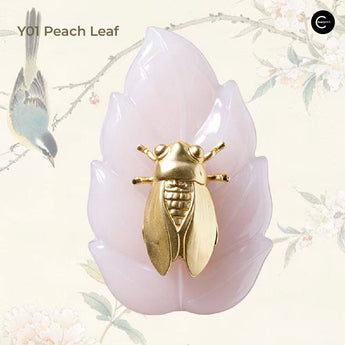 HUAZHUANGJI Y01 Peach Leaf Moon Silk highlighter and contour palette with a gold beetle design