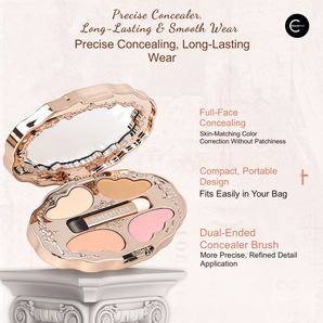 Open CHEERFLOR four-color concealer palette with dual-ended brush