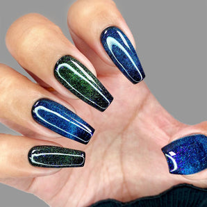 Danni & Toni Galactic Glow Magnetic Semi Cured Gel Nail Strips | Oceanic Panther - 3588