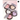 Five heart-shaped makeup compacts in pink, gold, white, lavender, and rose shades