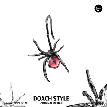 DOACH STYLE red-eyed black spider earring, single earring product view