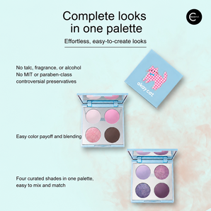 Okay cat four-pan makeup palettes in pink and purple color stories
