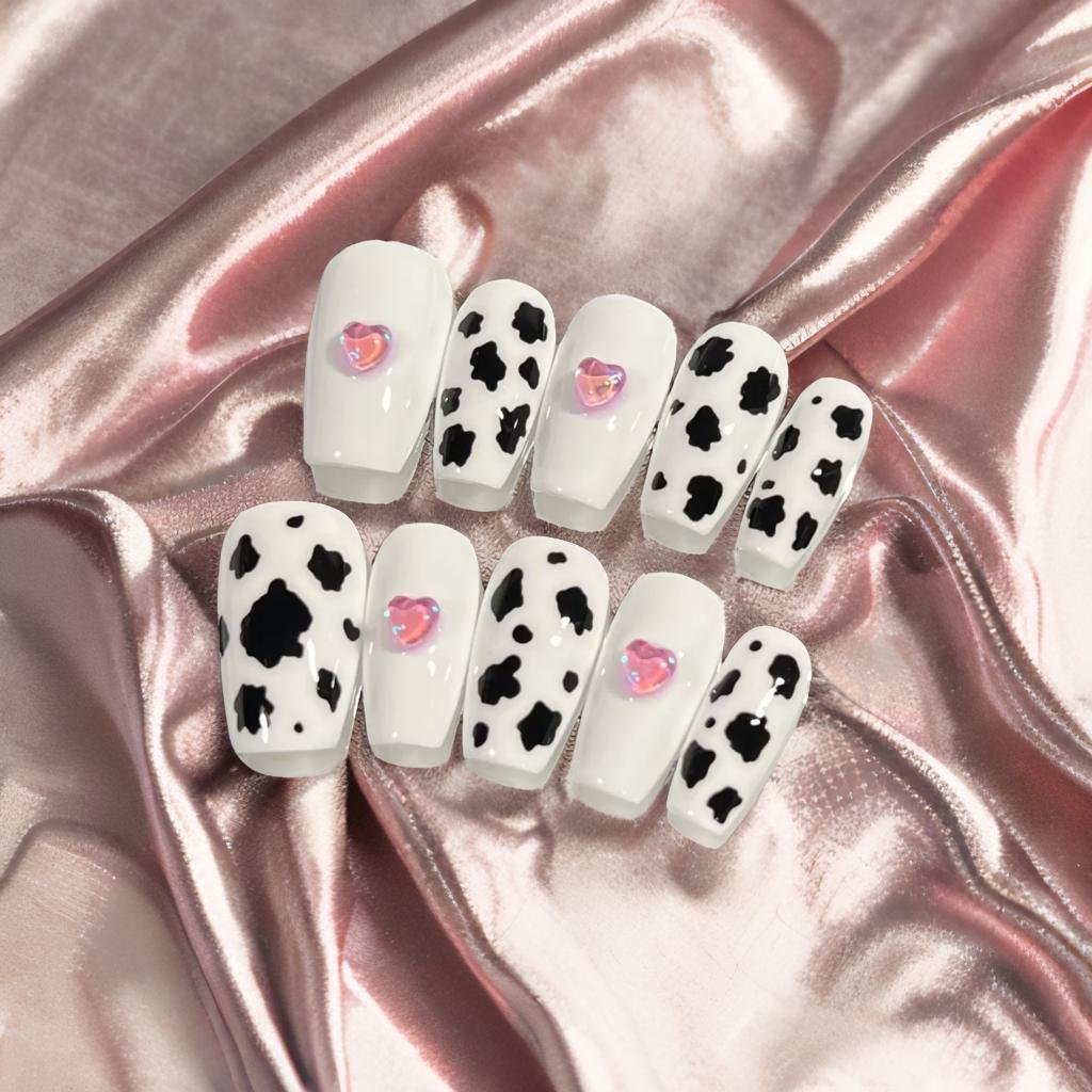 Whimsical Pink Delight - Hand-Painted Press-On Nail
