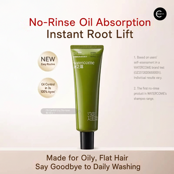 Watercome oil-control no-rinse shampoo in an original green 80 ml tube