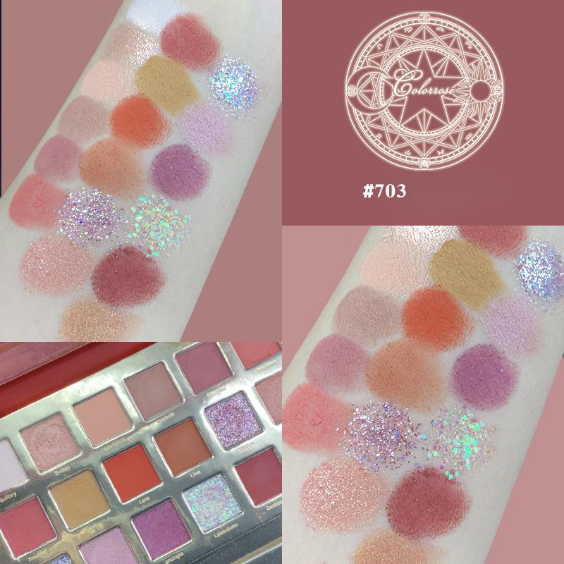COLORROSE18 Colors Glitter Pearly Waterproof Eyeshadow Palette - CbeautyMall.com