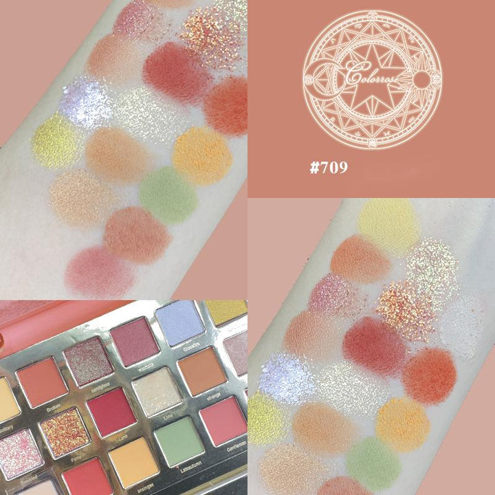 COLORROSE18 Colors Glitter Pearly Waterproof Eyeshadow Palette - CbeautyMall.com